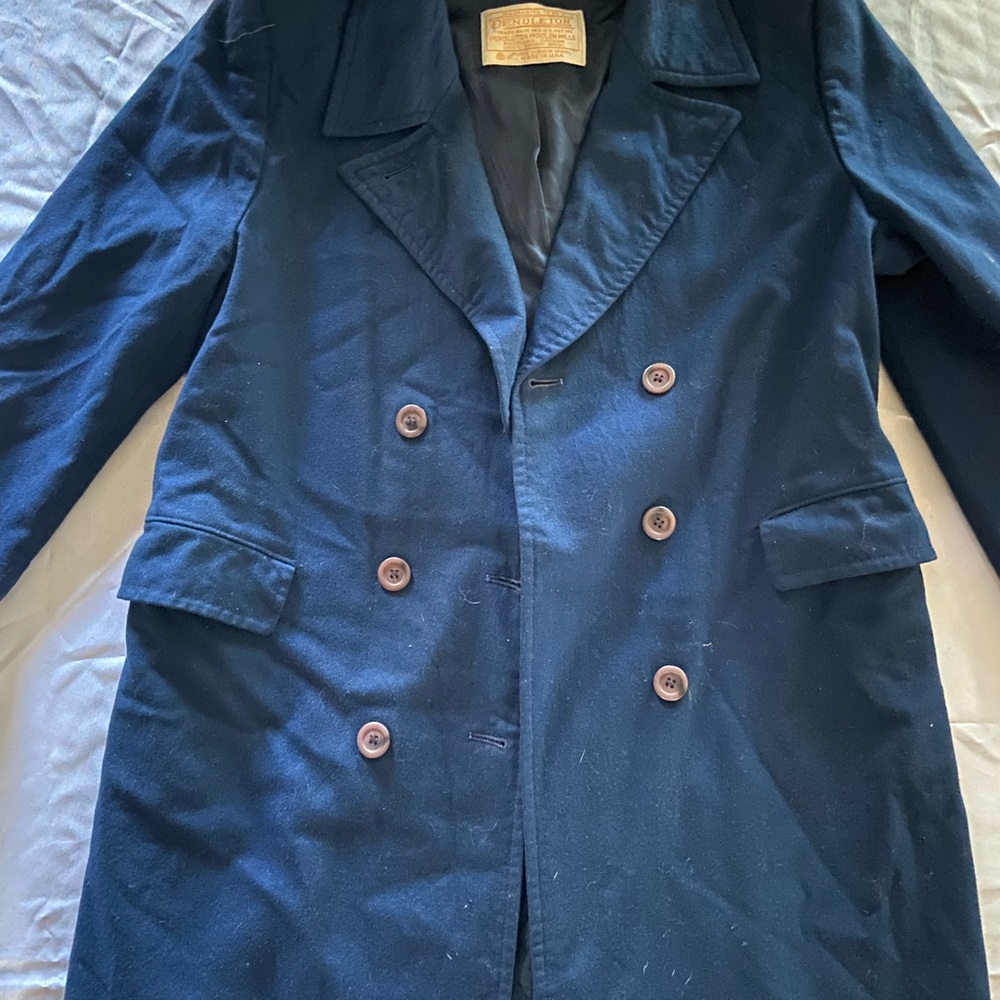 Pendleton Navy Wool Trench Coat - image 2